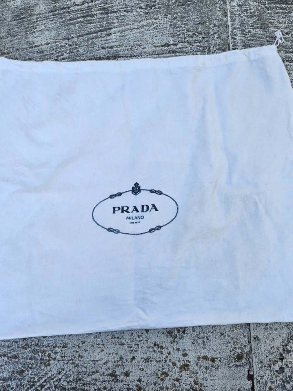 Prada Milano Dust Bag White Storage Bag for Bags Draw String Large Authentic